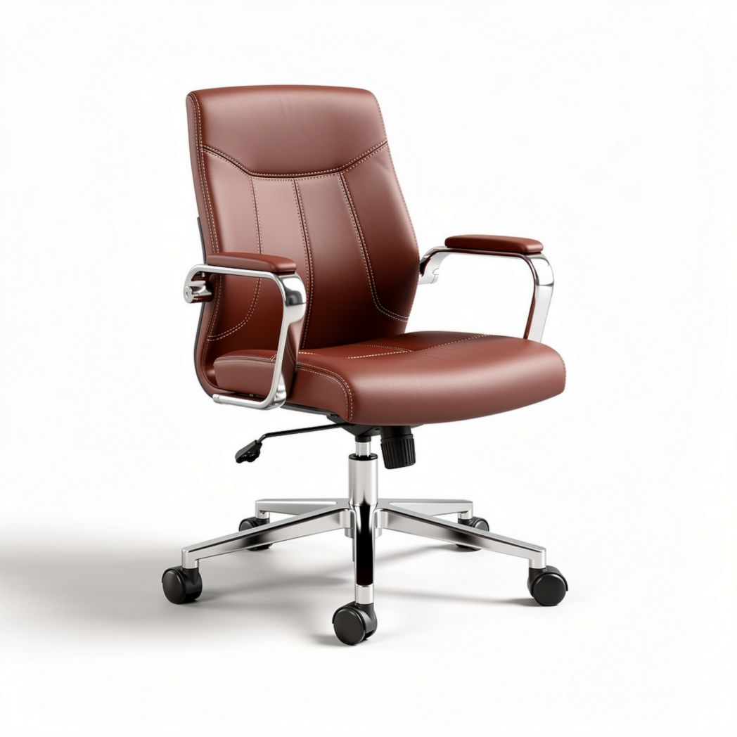 Leather Office Chair with Adjustable Height and Swivel Function – 60 x 60 x 90cm