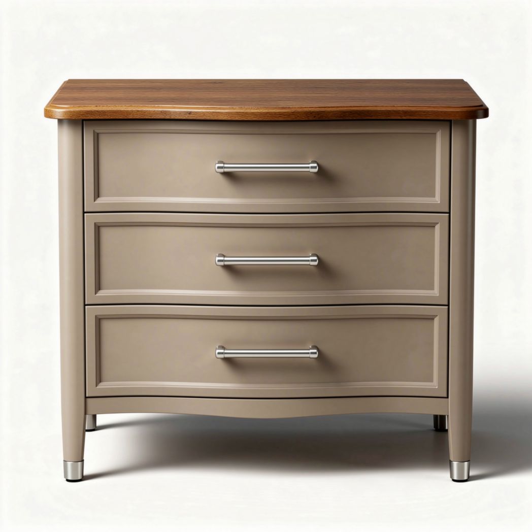 Wooden Nightstand with Three Drawers for Bedroom Storage in Grey – 45 x 40 x 60cm