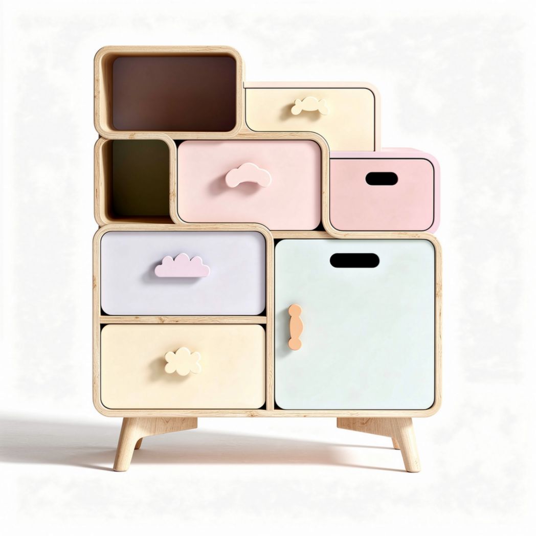 Multicolor Wooden Storage Cabinet – Suitable for Playrooms or Nurseries – Made from Plywood – 60 x 40 x 90cm