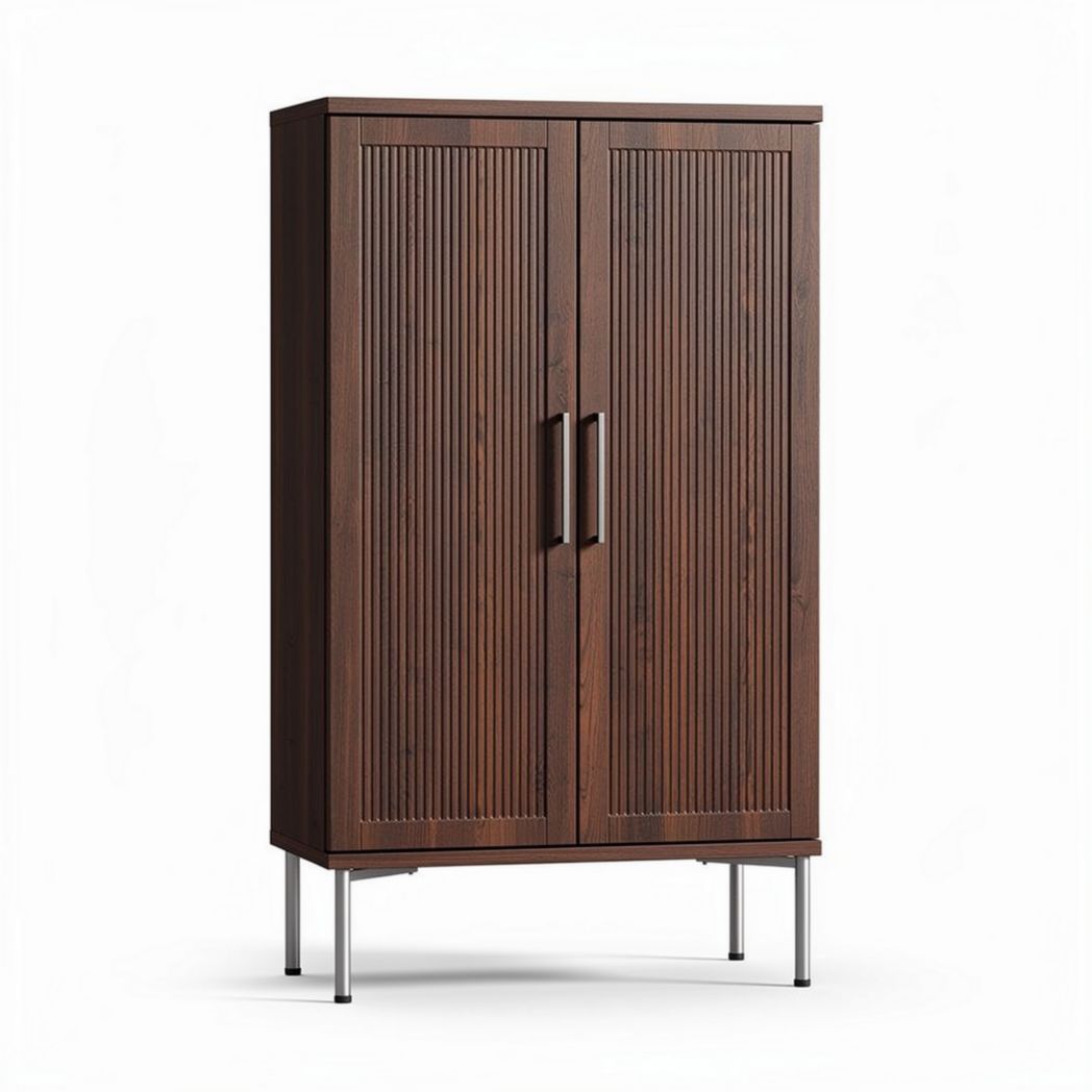 Wooden Storage Cabinet for Living Room Use Featuring Slatted Design – 80 x 40 x 160cm