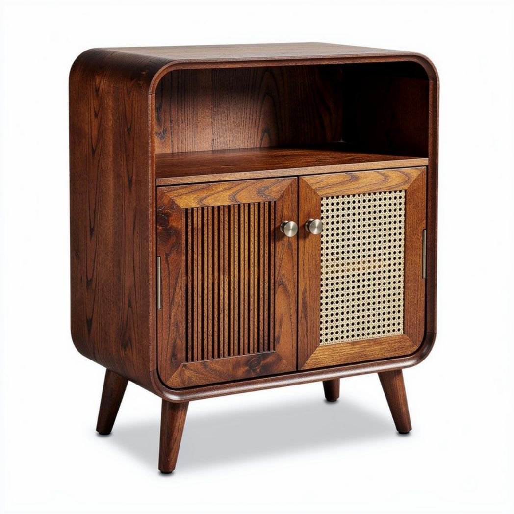 Solid Wood Side Table with Storage Compartment – 50 x 40 x 60cm